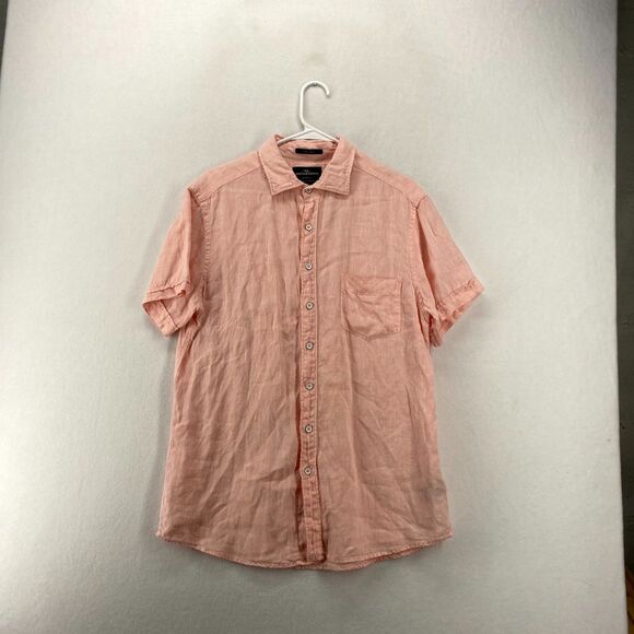 Rodd & Gunn 100% Linen Short Sleeve Button Up Shirt Pink Mens Size L‎ - Picture 1 of 8